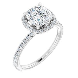 Platinum 7 mm Cushion Forever One‚Ñ¢ Moissanite & 1/3 CTW Diamond Engagement Ring     -653387:700:P-ST-WBC