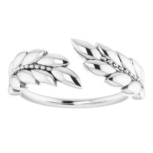 Sterling Silver Leaf Negative Space Ring -51764:105:P-ST-WBC