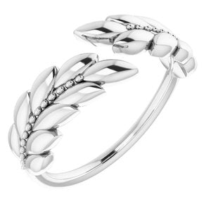 Sterling Silver Leaf Negative Space Ring -51764:105:P-ST-WBC