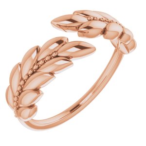 14K Rose Leaf Negative Space Ring -51764:103:P-ST-WBC