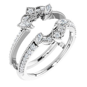 14K White 3/8 CTW Diamond Art Deco Milgrain Ring Guard  -123367:602:P-ST-WBC