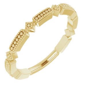 14K Yellow Beaded Stackable Ring  -51783:102:P-ST-WBC