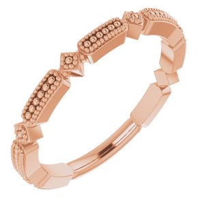 14K Rose Beaded Stackable Ring  -51783:103:P-ST-WBC