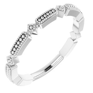 Sterling Silver Beaded Stackable Ring  -51783:105:P-ST-WBC