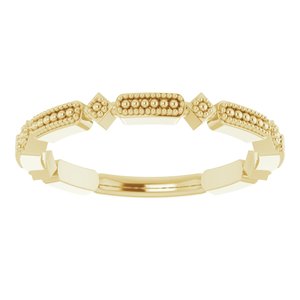14K Yellow Beaded Stackable Ring  -51783:102:P-ST-WBC