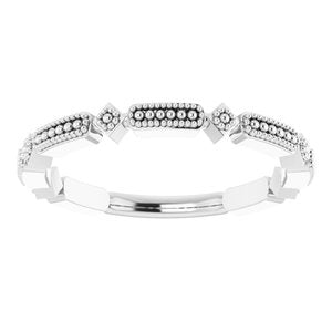 Sterling Silver Beaded Stackable Ring  -51783:105:P-ST-WBC