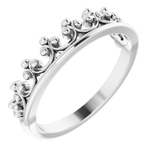 Sterling Silver Stackable Crown Ring -51789:105:P-ST-WBC