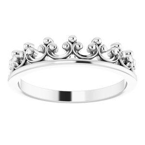 Sterling Silver Stackable Crown Ring -51789:105:P-ST-WBC
