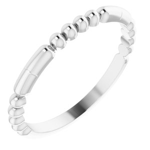 14K White Beaded Stackable Ring -51779:101:P-ST-WBC
