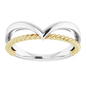 14K White & Yellow Negative Space Rope Ring  -51782:104:P-ST-WBC