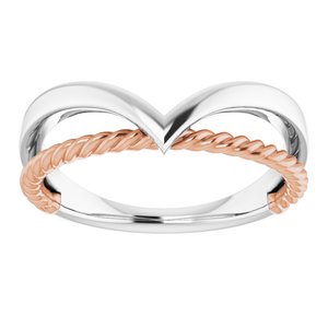 14K White & Rose Negative Space Rope Ring  -51782:105:P-ST-WBC