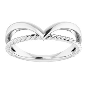 14K White Negative Space Rope Ring  -51782:101:P-ST-WBC