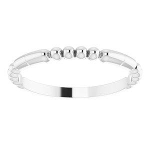 14K White Beaded Stackable Ring -51779:101:P-ST-WBC