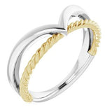 14K White & Yellow Negative Space Rope Ring  -51782:104:P-ST-WBC