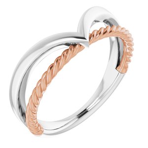 14K White & Rose Negative Space Rope Ring  -51782:105:P-ST-WBC