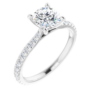 14K White 6.5 mm Round Forever One‚Ñ¢ Moissanite & 3/8 CTW Diamond Engagement Ring-653433:601:P-ST-WBC