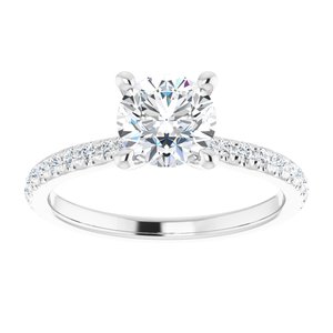 14K White 6.5 mm Round Forever One‚Ñ¢ Moissanite & 3/8 CTW Diamond Engagement Ring-653433:601:P-ST-WBC
