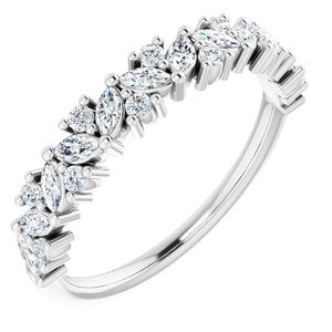 Platinum 1/2 CTW Diamond Tilted Marquise Anniversary Band -123396:603:P-ST-WBC