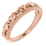 14K Rose Stackable Beaded Heart Ring  -51790:103:P-ST-WBC