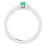 Platinum Emerald Youth Solitaire Ring-71984:644:P-ST-WBC