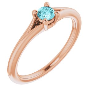 14K Rose Blue Zircon Youth Solitaire Ring-71984:638:P-ST-WBC