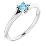 14K White Aquamarine Youth Solitaire Ring-71984:602:P-ST-WBC