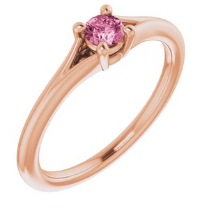 14K Rose Pink Tourmaline Youth Solitaire Ring-71984:636:P-ST-WBC