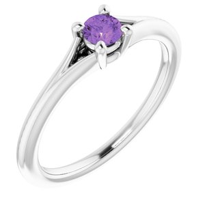 14K White Amethyst Youth Solitaire Ring-71984:601:P-ST-WBC