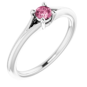 14K White Pink Tourmaline Youth Solitaire Ring-71984:610:P-ST-WBC