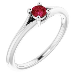 14K White Ruby Youth Solitaire Ring-71984:607:P-ST-WBC