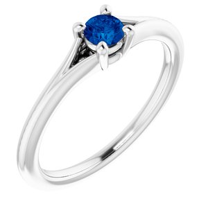 Platinum Blue Sapphire Youth Solitaire Ring-71984:648:P-ST-WBC