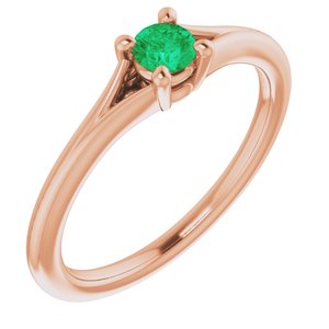 14K Rose Emerald Youth Solitaire Ring-71984:631:P-ST-WBC