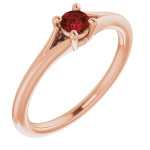 14K Rose Mozambique Garnet Youth Solitaire Ring-71984:626:P-ST-WBC