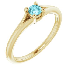 14K Yellow Blue Zircon Youth Solitaire Ring-71984:625:P-ST-WBC