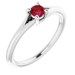 Platinum Ruby Youth Solitaire Ring-71984:646:P-ST-WBC