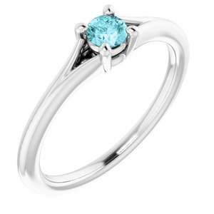 14K White Blue Zircon Youth Solitaire Ring-71984:612:P-ST-WBC