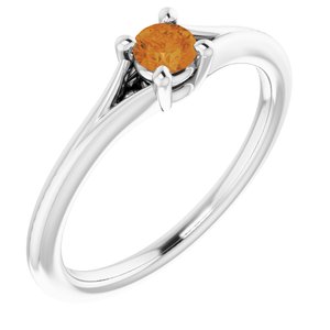 14K White Citrine Youth Solitaire Ring-71984:611:P-ST-WBC