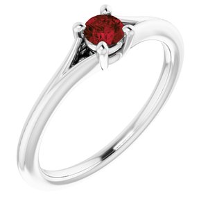 14K White Mozambique Garnet Youth Solitaire Ring-71984:600:P-ST-WBC