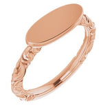 14K Rose 13x5.5 mm Oval Signet Ring-51803:103:P-ST-WBC