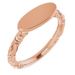 14K Rose 13x5.5 mm Oval Signet Ring-51803:103:P-ST-WBC