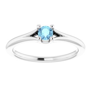 14K White Aquamarine Youth Solitaire Ring-71984:602:P-ST-WBC