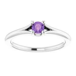 14K White Amethyst Youth Solitaire Ring-71984:601:P-ST-WBC