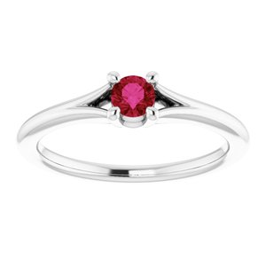 14K White Ruby Youth Solitaire Ring-71984:607:P-ST-WBC
