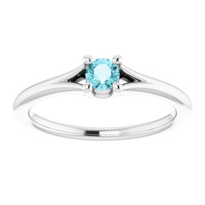 14K White Blue Zircon Youth Solitaire Ring-71984:612:P-ST-WBC
