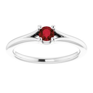 14K White Mozambique Garnet Youth Solitaire Ring-71984:600:P-ST-WBC