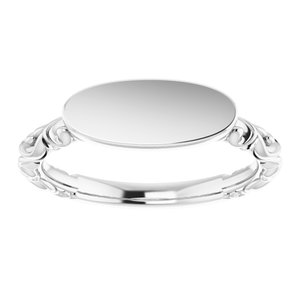 Sterling Silver 13x5.5 mm Oval Signet Ring-51803:105:P-ST-WBC