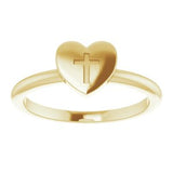 14K Yellow Heart with Cross Ring  -R43079:102:P-ST-WBC