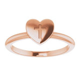 14K Rose Heart with Cross Ring  -R43079:103:P-ST-WBC