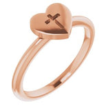 14K Rose Heart with Cross Ring  -R43079:103:P-ST-WBC