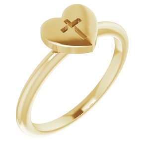 14K Yellow Heart with Cross Ring  -R43079:102:P-ST-WBC